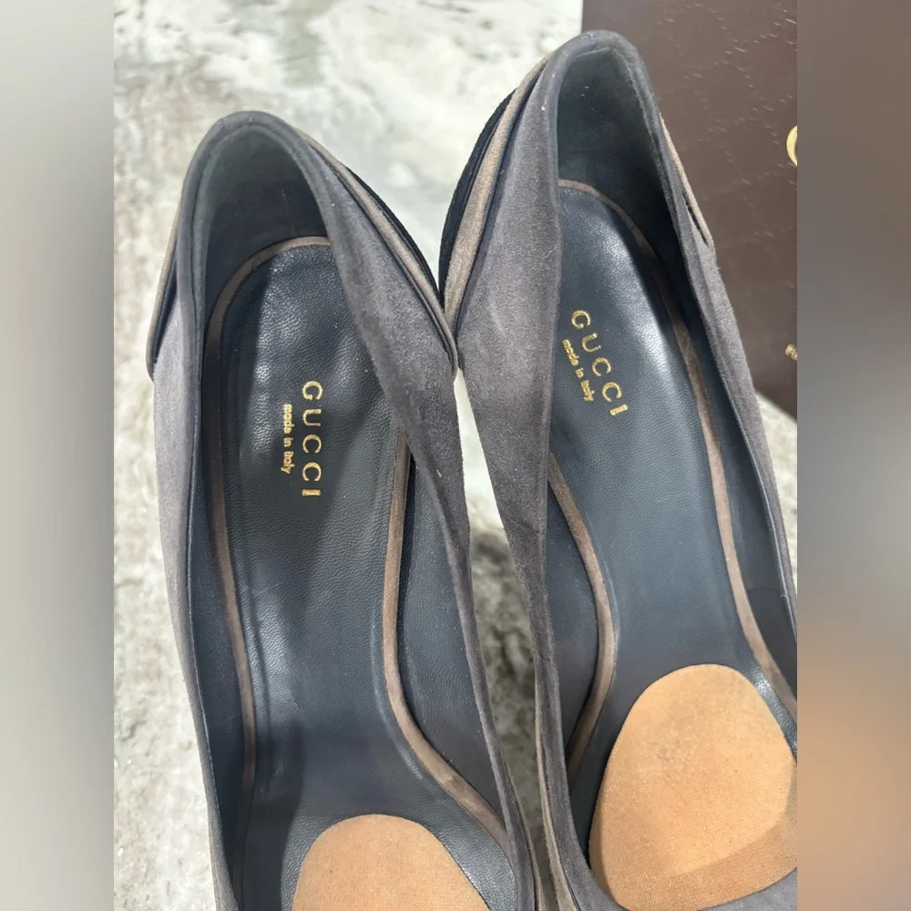Gucci Women's Taupe Peep-Toe Heels Size:41 - Picture 4 of 10